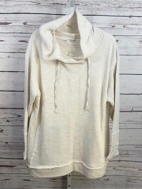 Maurices Cream Drawstring Faux Fur Trim Hoodie Sweater Plus Size 3